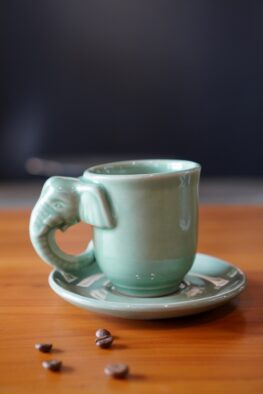 ถ้วยกาแฟช้างเซรามิก งานแฮนด์เมด สำหรับร้านอาหาร